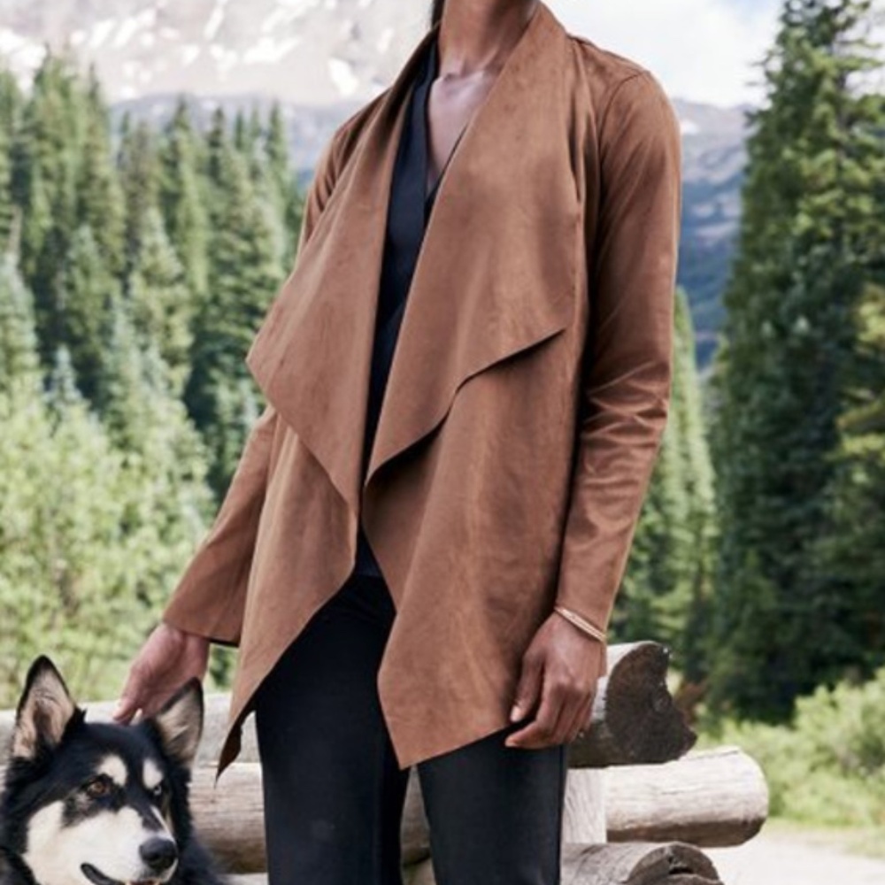 Soft Surroundings Shape Drape Faux Suede Jacket Saddle Brown NWT